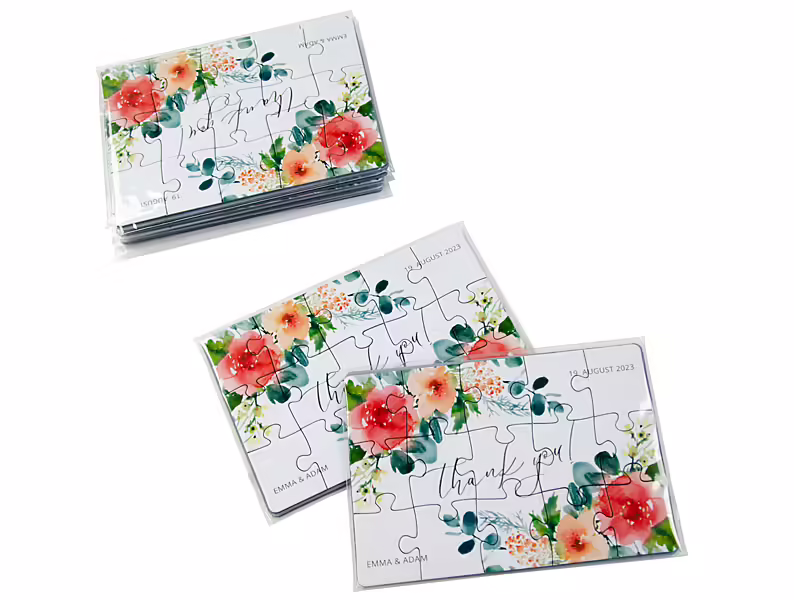 Puzzle cards 15 pieces - Pack of 100 units - Puzzle card, invitations, direct mail, promotional item, team building Puzzle cards 15 pieces - Pack of 100 units